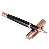 Zutan Luxury Roller Ball Pen, Elegant Fancy Fine Point Pen with Polished Bright Black & Rose Gold Trim, Writing Pen with Stylish Gift Box for Men, Women, Birthdays, Professionals, Business & Weddings