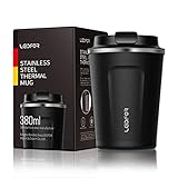 Leidfor Insulated Tumbler Coffee Travel Mug Thermal Coffee Cup Vacuum Insulation Stainless Steel with Screw On Lid Spill proof Keep Hot Cold 12 oz BLACK