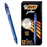 BIC Gelocity Quick Dry Blue Gel Pens, Medium Point (0.7mm), 12-Count Pack, Retractable Gel Pens With Comfortable Full Grip