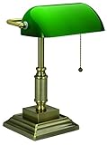V-LIGHT Traditional Style CFL Banker's Desk Lamp with Green Glass Shade (VS688029AB)