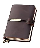Refillable Handmade Travelers Notebook, Leather Travel Journal Notebook for Men & Women, Perfect for Writing, Gifts, Travelers, Small Size 5.2' x 4' Inches - Coffee