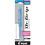 PILOT Dr. Grip Limited Refillable & Retractable Gel Ink Rolling Ball Pen, Fine Point, Metallic Ice Blue Barrel, Black Ink, Single Pen (36271)