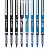 Pilot, Precise V5, Capped Liquid Ink Rolling Ball Pens, Extra Fine Point 0.5 mm, Blue/Black, Pack of 8