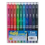 Pilot, FriXion Clicker Erasable Gel Pens, Fine Point 0.7 mm, Pack of 10, Assorted Colors