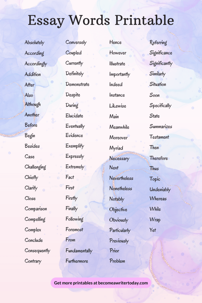 english essay words to use