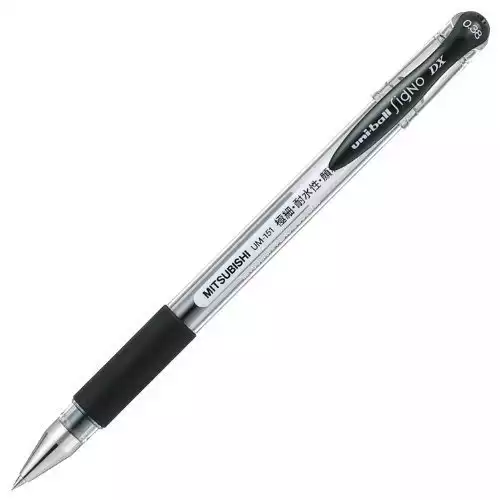 Uni-ball Signo DX UM-151 Gel Ink Pen – 0.38 mm – Black (Set of 2)