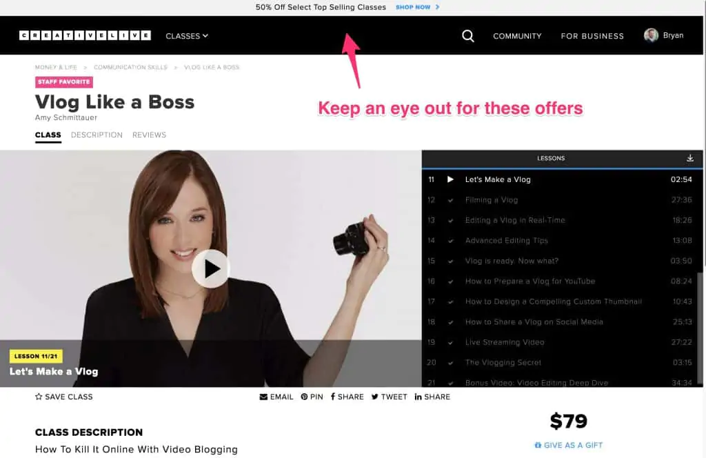 CreativeLive course: Vlog Like A Boss