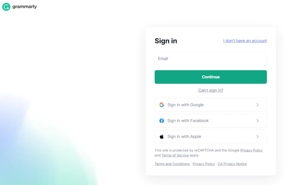 Grammarly Sign-in
