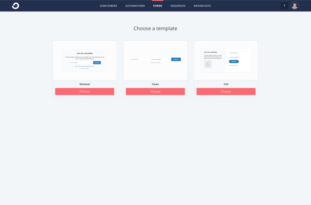 Creating a new form inside of ConvertKit