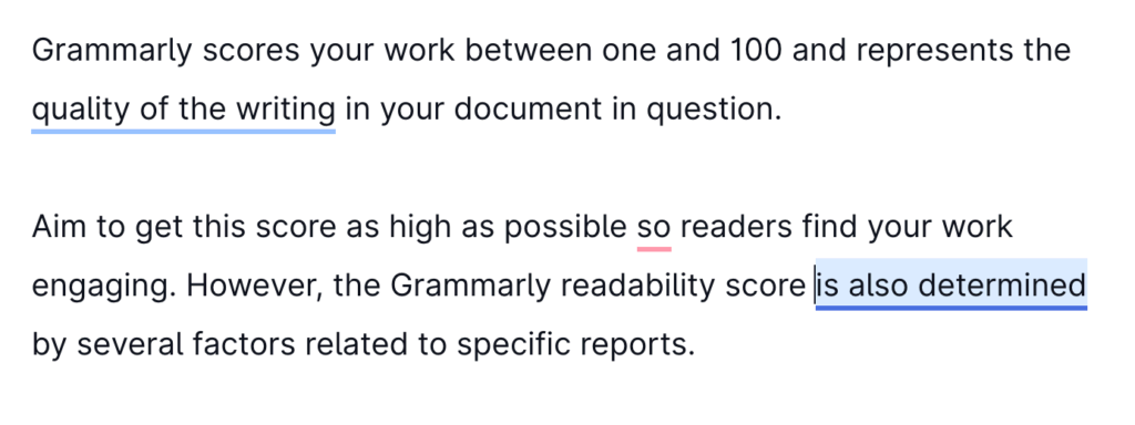 The Grammarly correctness report