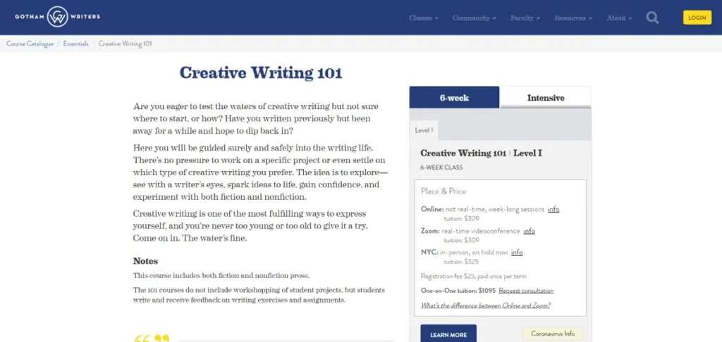 Creative Writing Courses: Creative writing 101