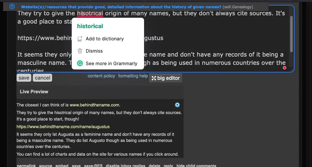 Reddit Grammarly