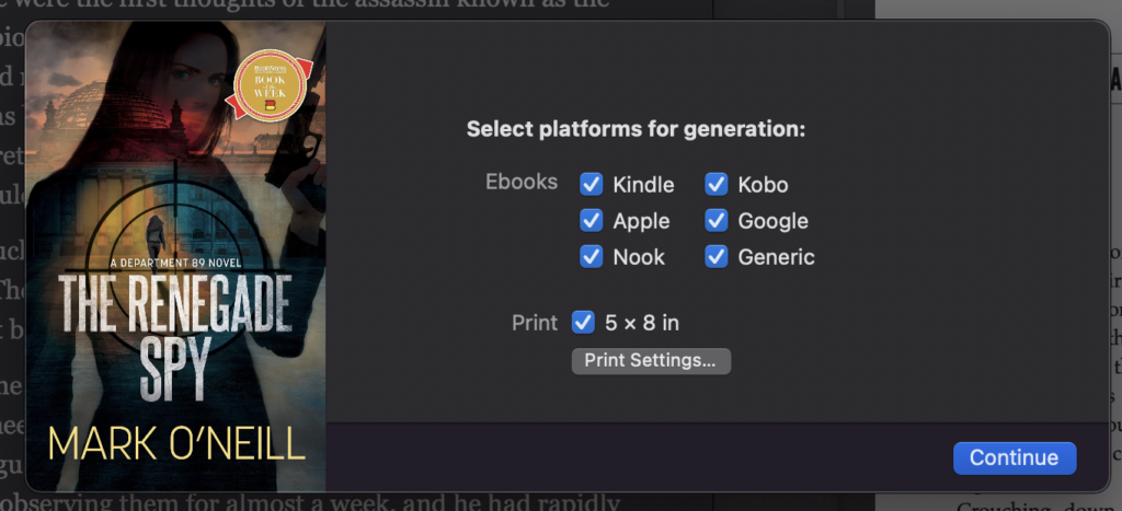 You can generate your ebook in different formats 