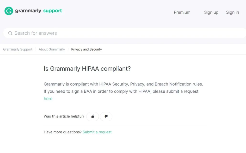 Is Grammarly HIPAA Compliant
