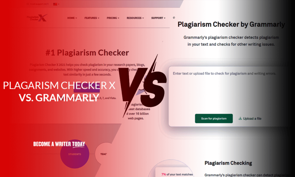 Plagiarism Checker X vs Grammarly