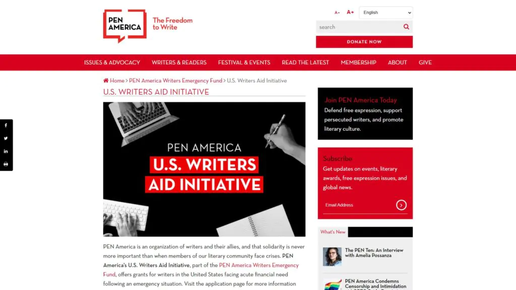 PEN America Writers Emergency Fund