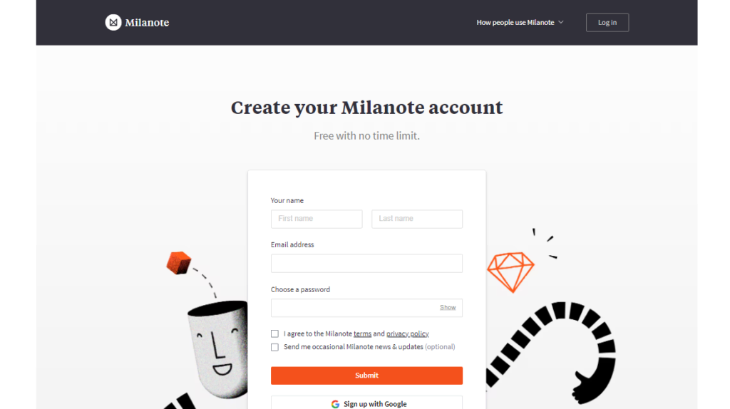 Milanote Sign-up