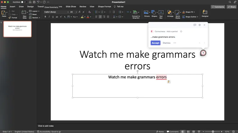 Grammar check your slides