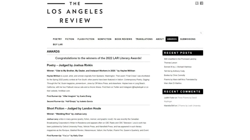 Los Angeles Review Literary Award