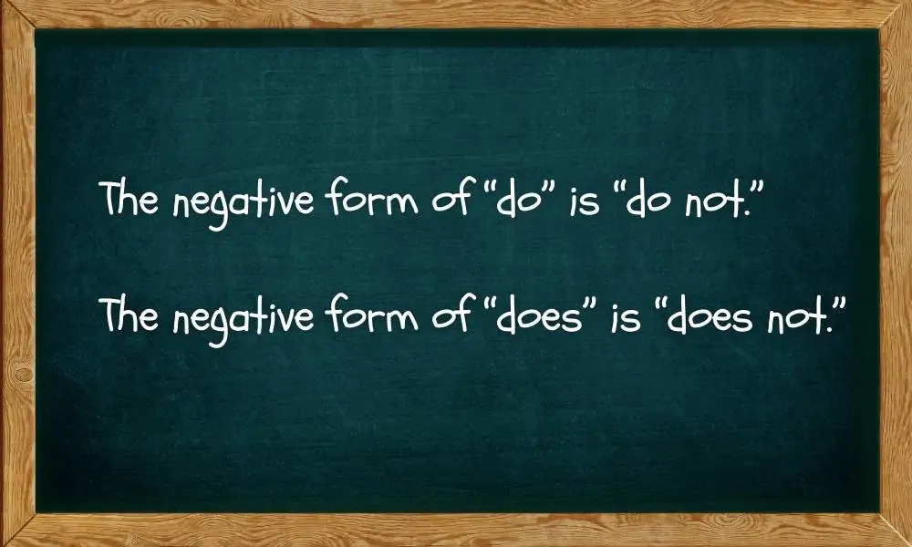 Negative forms of “do” and “does”
