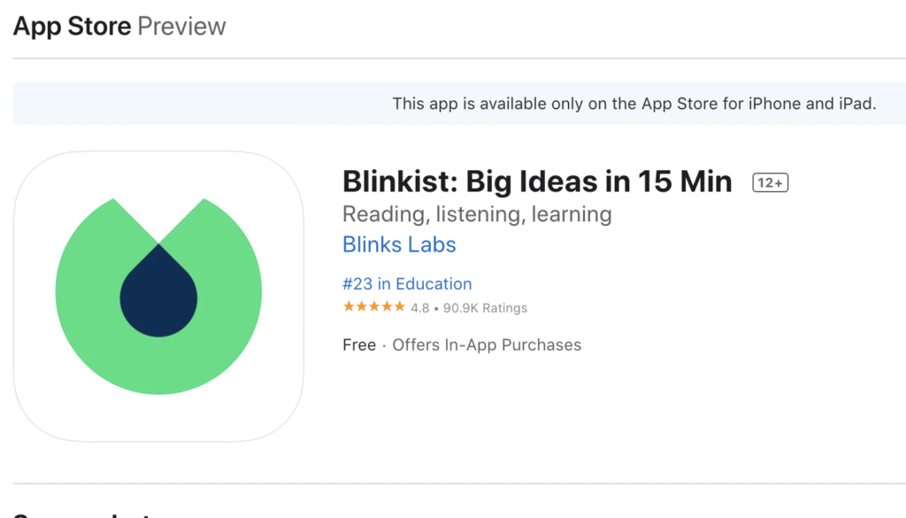 Blinkist for desktop and mobile app