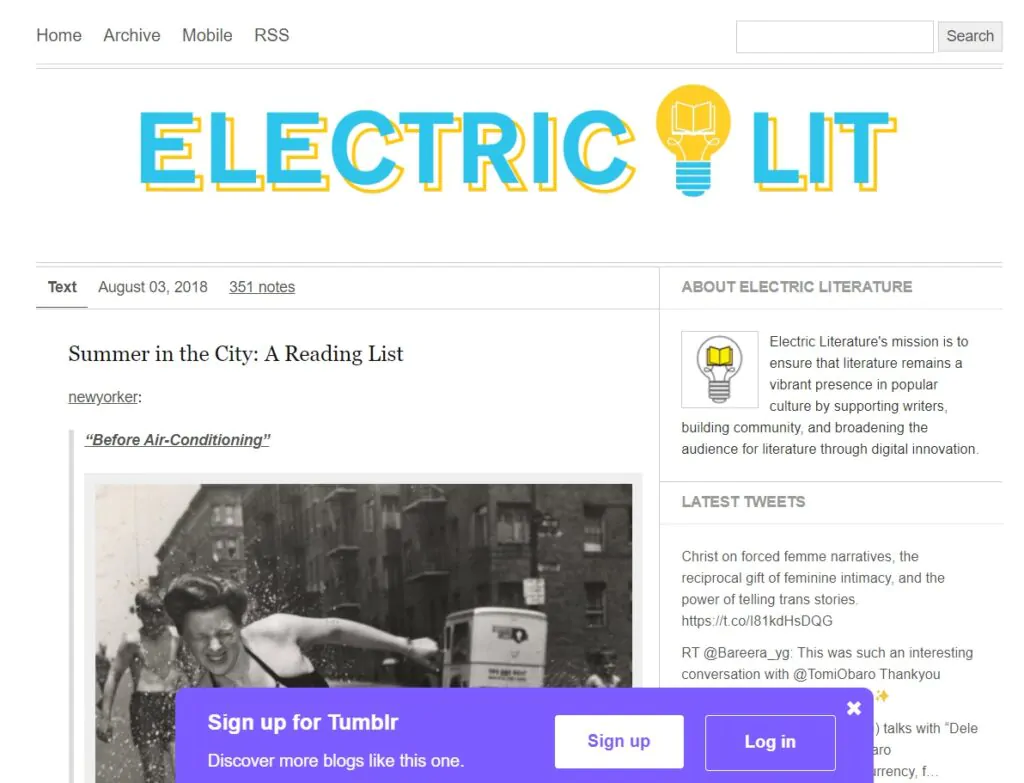 Literary Websites: Electric Lit