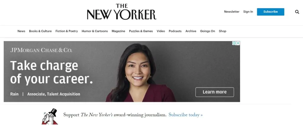 Where to read good articles online: The New Yorker