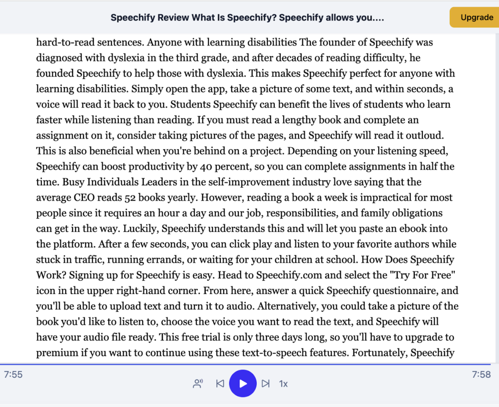 Speechify review for freelance writers and editors