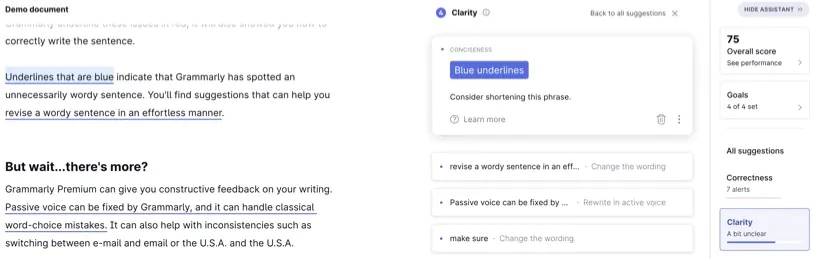 Grammarly clarity report