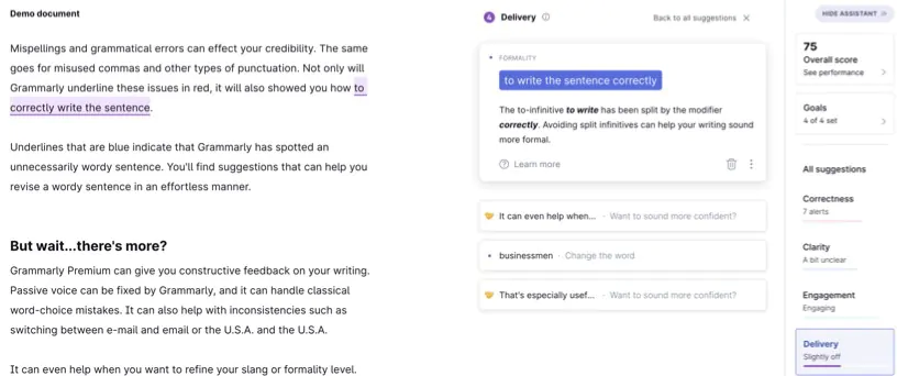 Grammarly delivery report