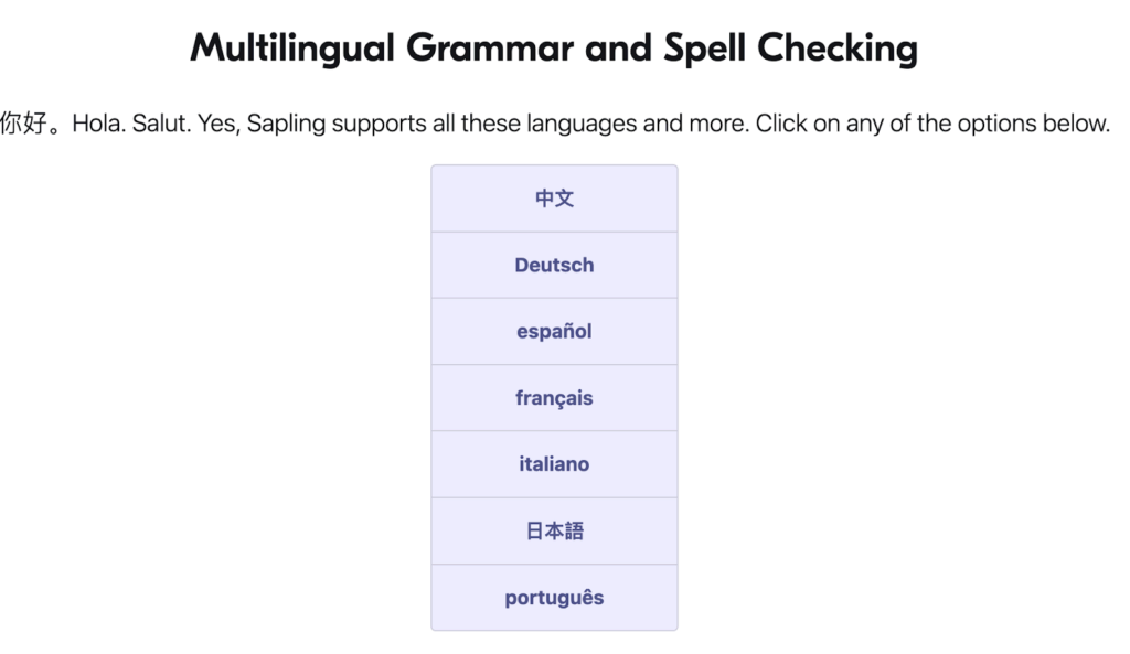 Sapling works in multiple languages