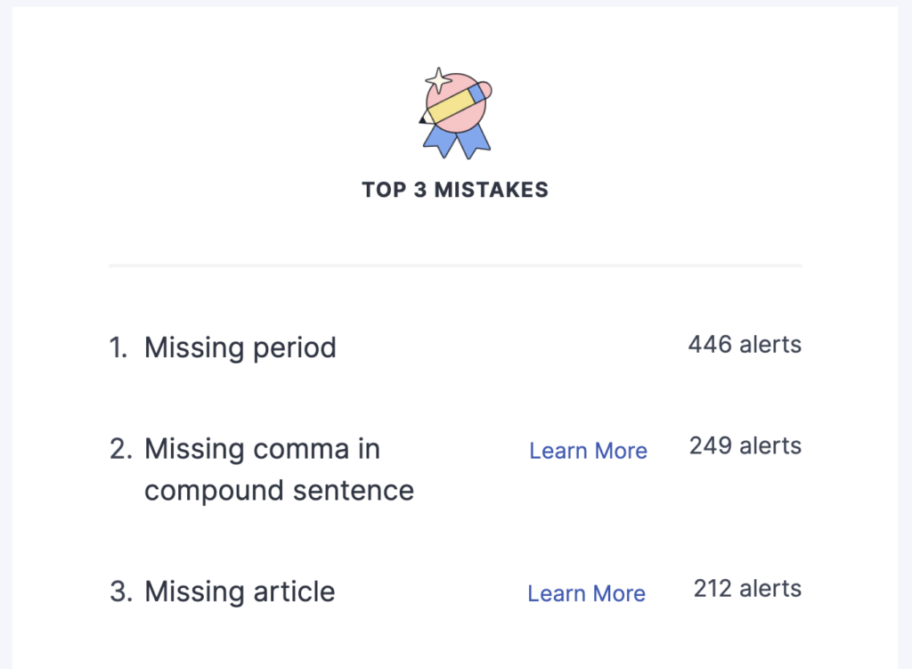 Grammarly mistakes insight