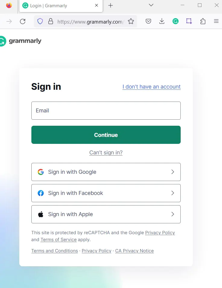 Installing the Grammarly extension for Firefox
