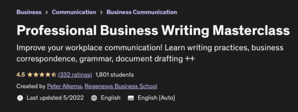 Professional Business Writing Masterclass