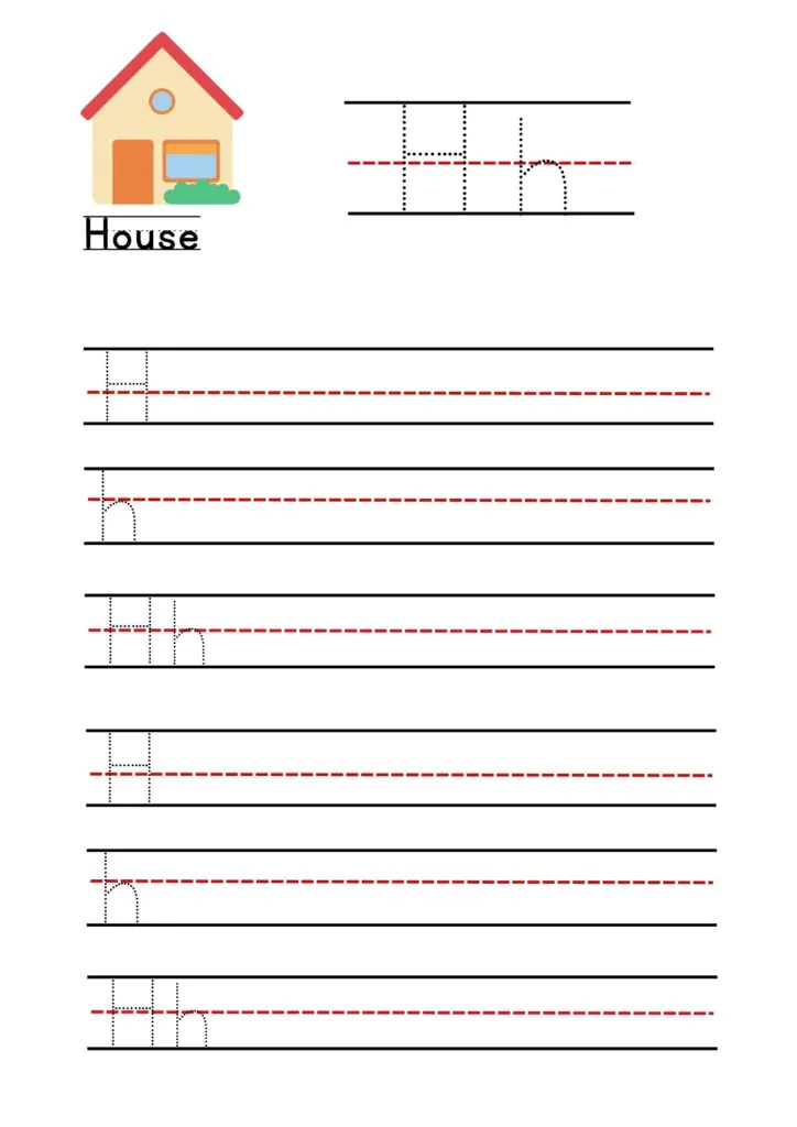 Letter H worksheet printable