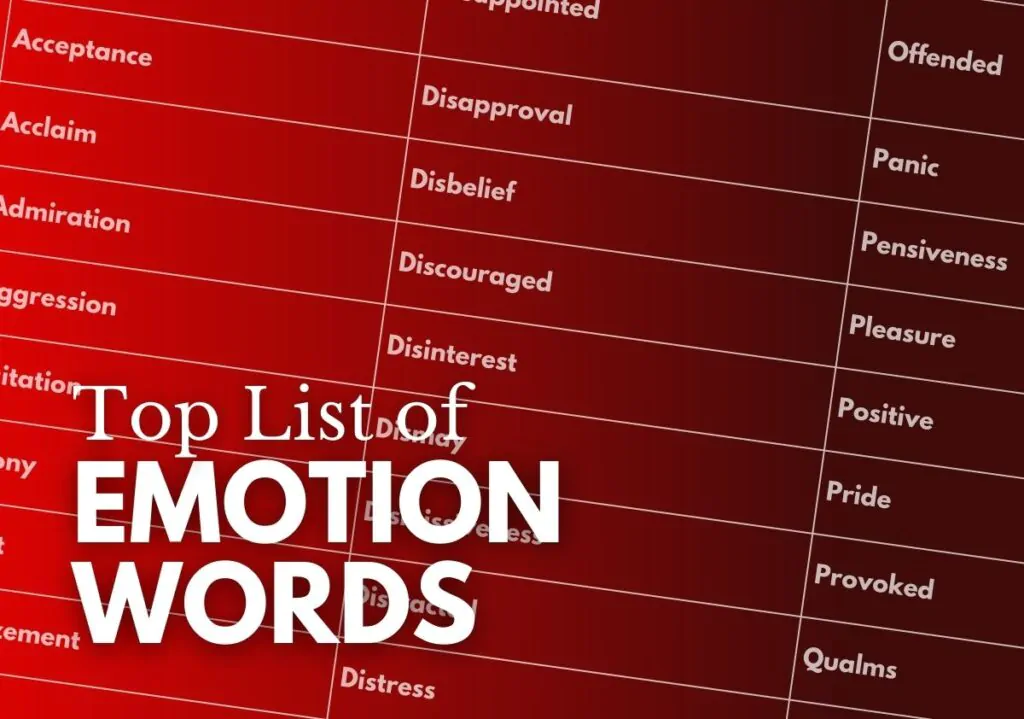 Emotion words list